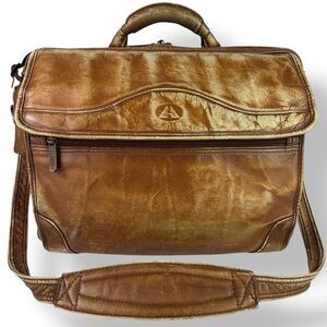Avenues America Vintage Full Grain Leather Messenger Bag Briefcase Y2K